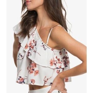 Roxy Lynnette Floral One Shoulder Crop Top | Small